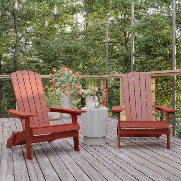 Flash Furniture Red All-Weather Folding Adirondack Chairs, 2PK 2-JJ-C14505-RED-GG